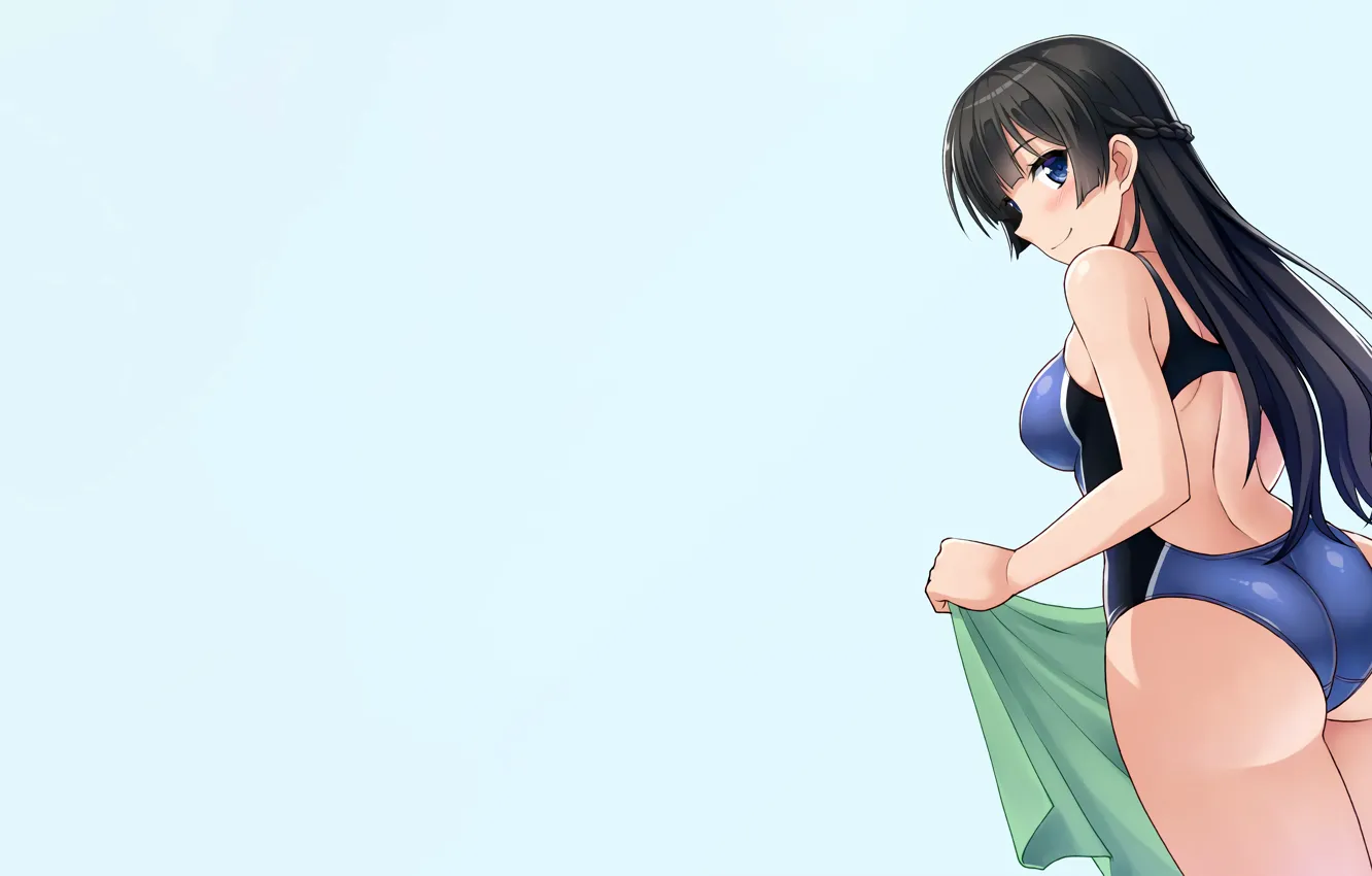 Photo wallpaper girl, sexy, ass, long hair, boobs, anime, blue eyes, beautiful