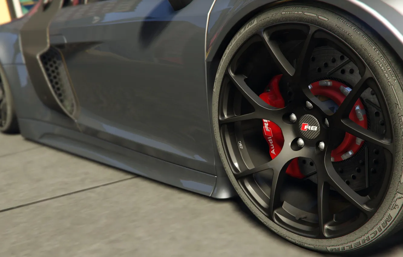 Photo wallpaper grey, Audi, Audi, wheel, drives, LMS, gta 5, Street Custom