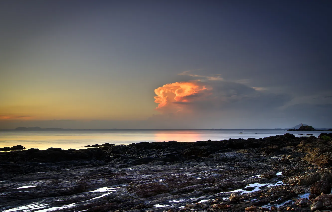 Photo wallpaper sea, the sky, clouds, landscape, nature