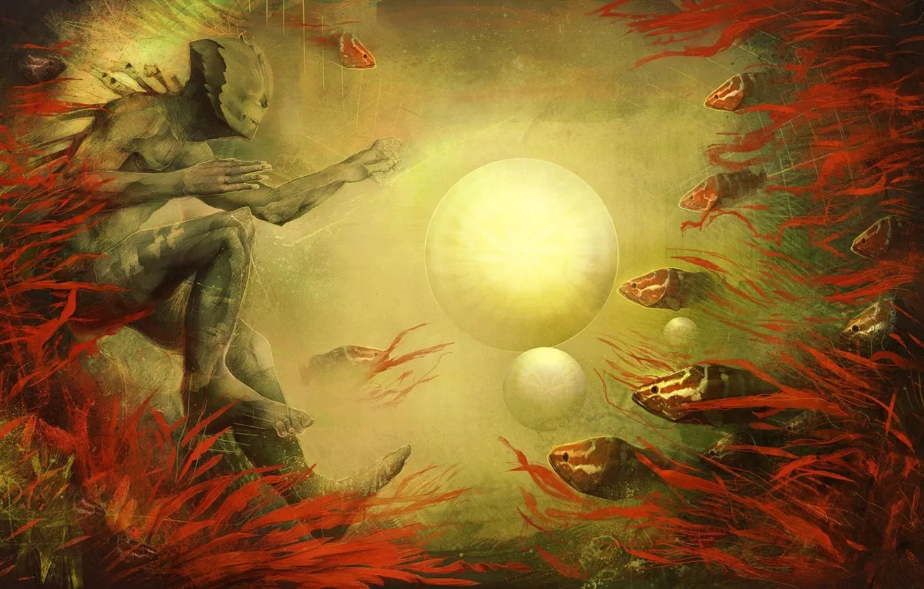 Photo wallpaper the world, fish, being, mutant, underwater