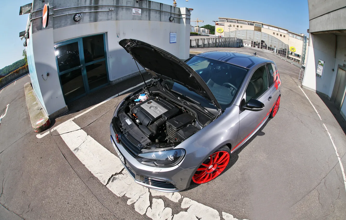 Photo wallpaper red, Volkswagen, golf