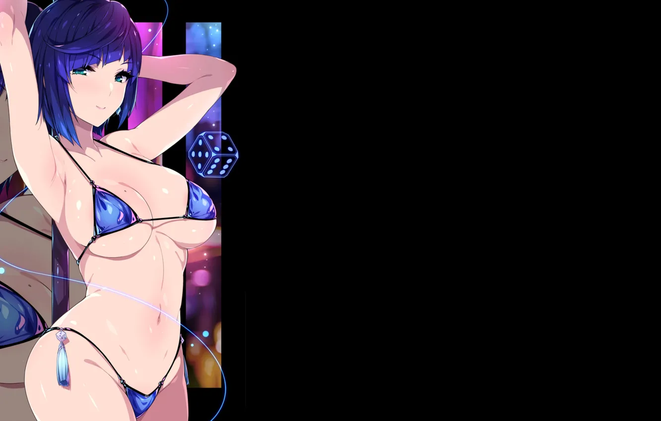 Photo wallpaper dark, girl, hot, sexy, boobs, sexy girl, blue, anime
