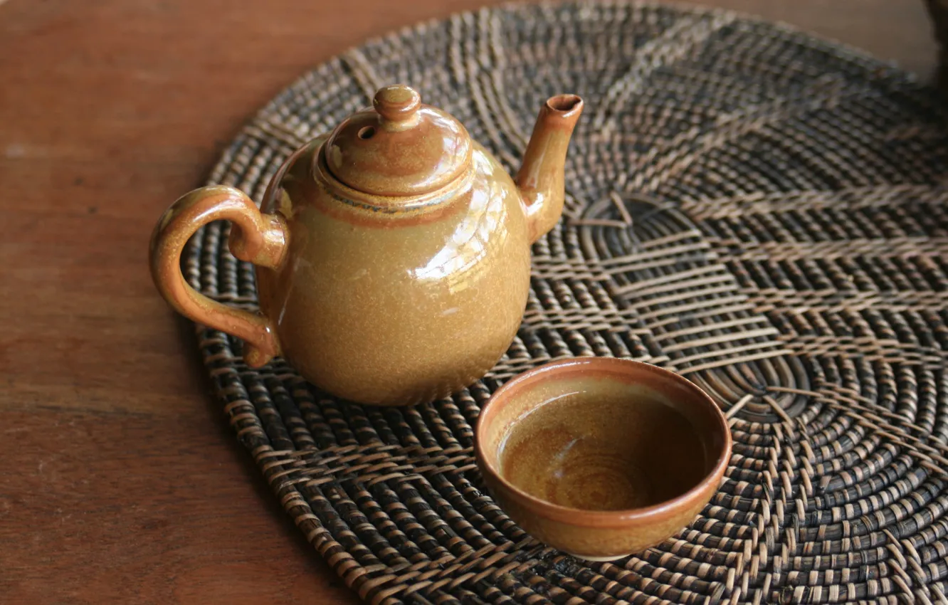 Photo wallpaper tea, kettle, tea set at kam