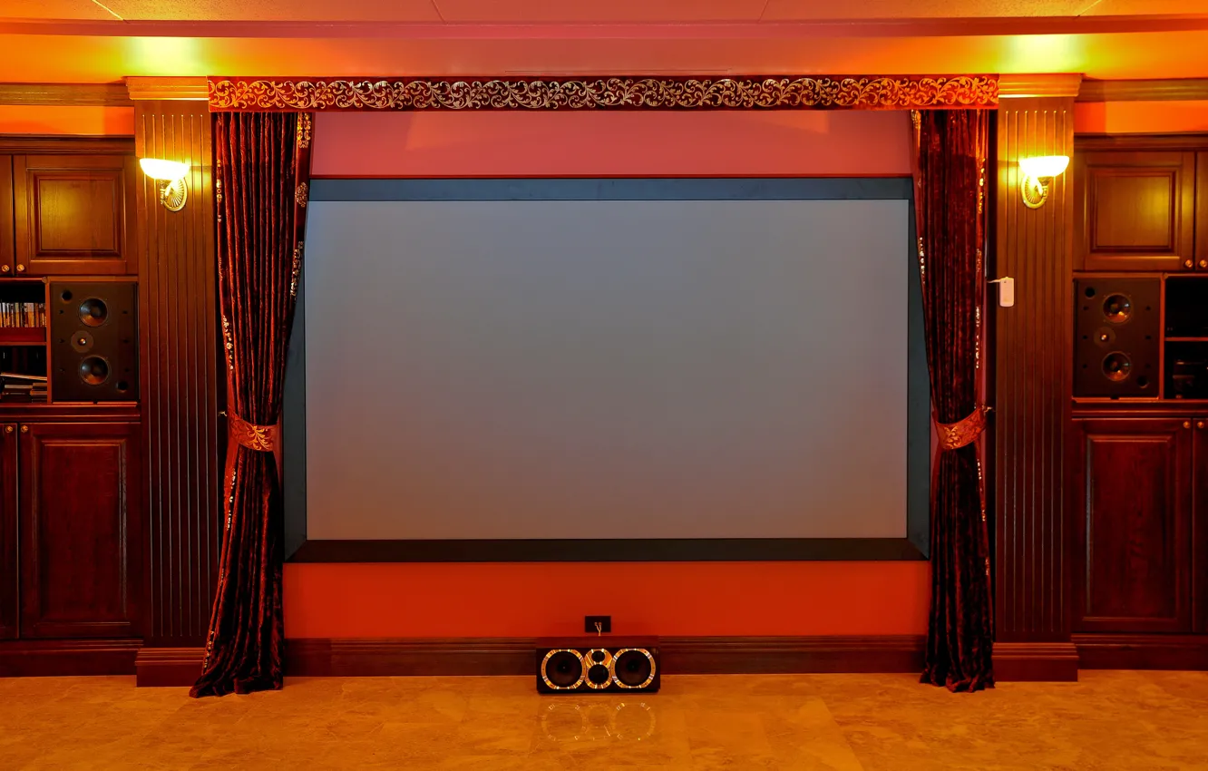 Photo wallpaper room, cinema, screen, audio system