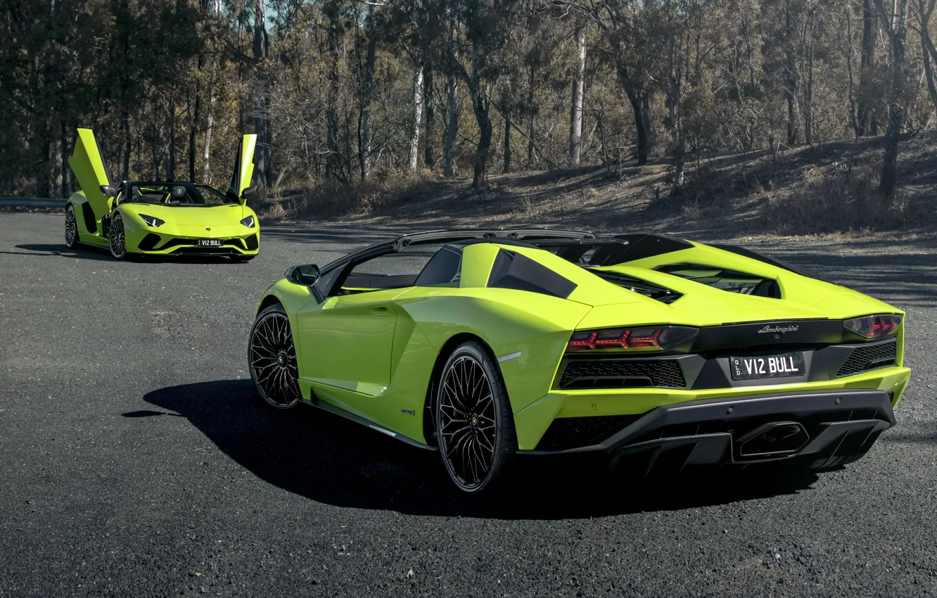 Photo wallpaper Roadster, Lamborghini, pair, supercar, Aventador S, 2019