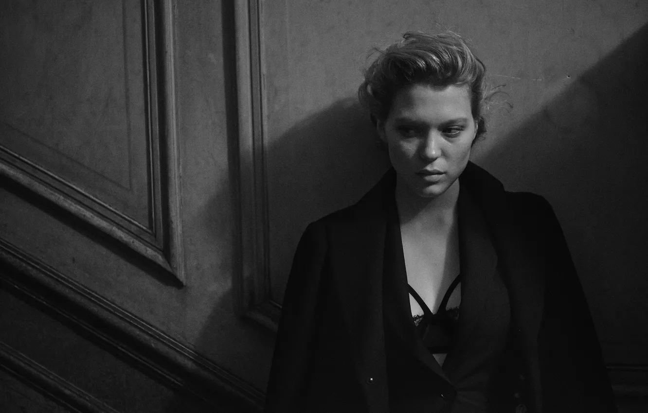 Photo wallpaper Lea Seydoux, Lea Seydoux, Black White, Peter Lindbergh