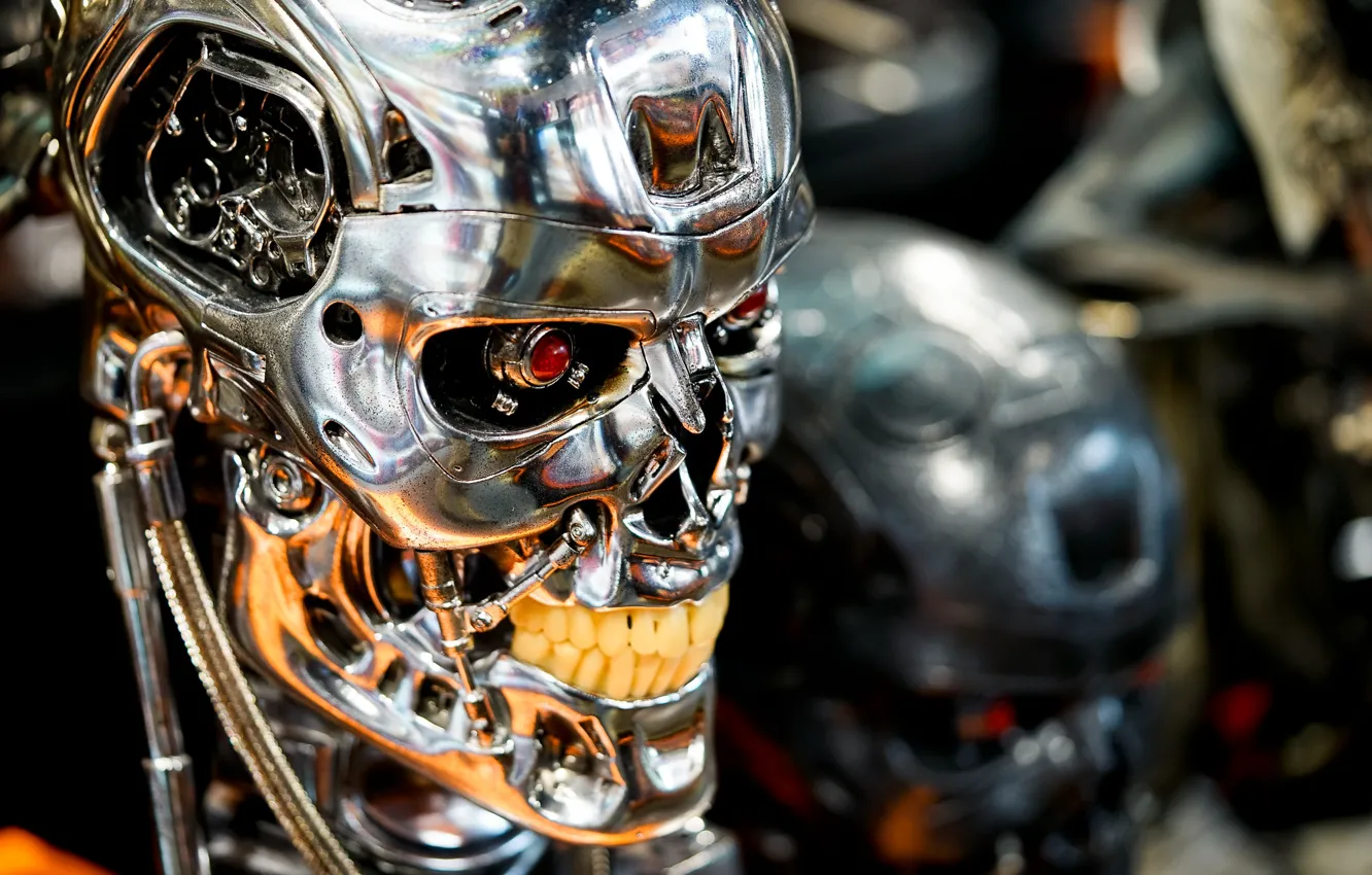Photo wallpaper metal, skull, Terminator, cyborg