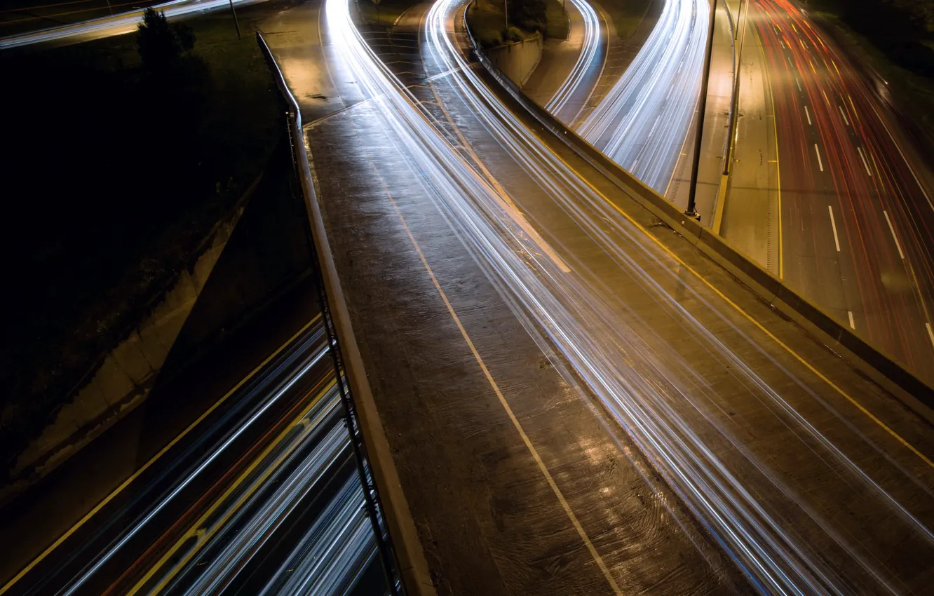Photo wallpaper road, night, bridge, the city, lights, Arrowhead Golf club