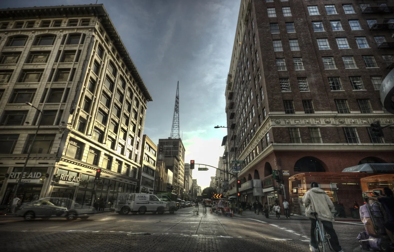 Photo wallpaper CA, USA, Los Angeles, cars, Los Angeles, Downtown