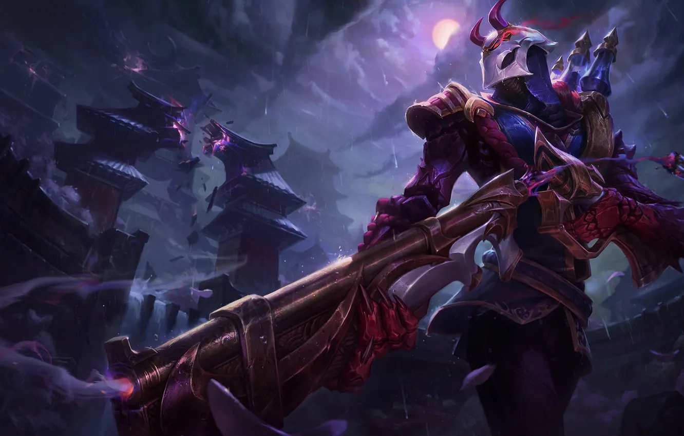 Photo wallpaper art, League of Legends, Esben Lash Rasmussen, Blood Moon Jhini