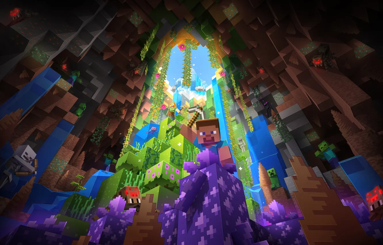 Photo wallpaper colorful, games, minecraft, Game Art, Minecraft: Bedrock Edition