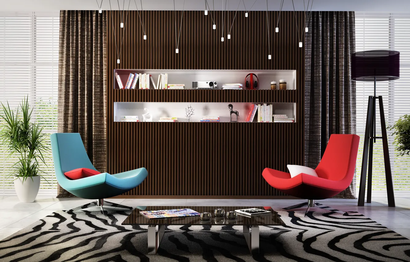 Photo wallpaper design, carpet, furniture, interior, chairs, table, modern