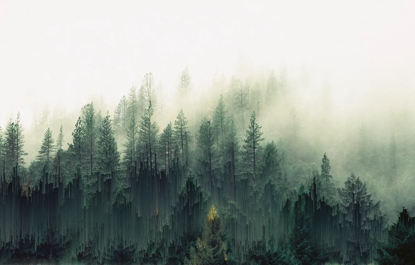Photo wallpaper Fog, Forest, Art, Pixels