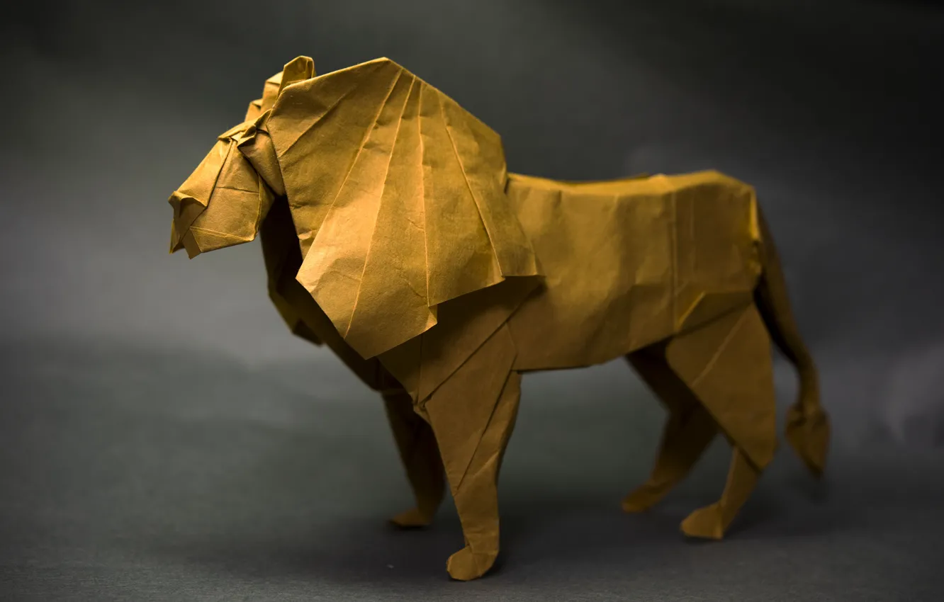 Photo wallpaper paper, Leo, origami