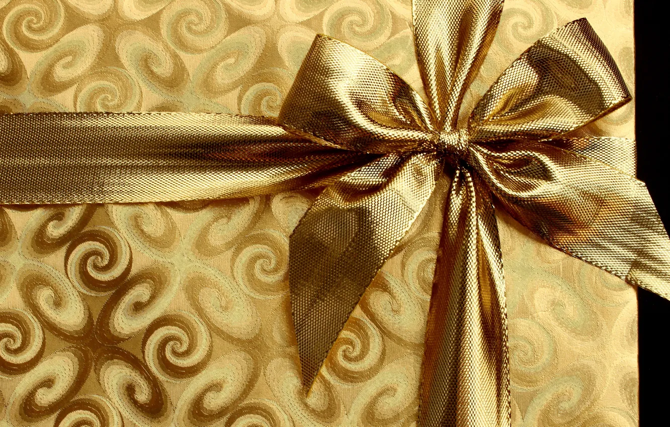 Photo wallpaper background, box, gift, pattern, Shine, tape, New year, gold plated