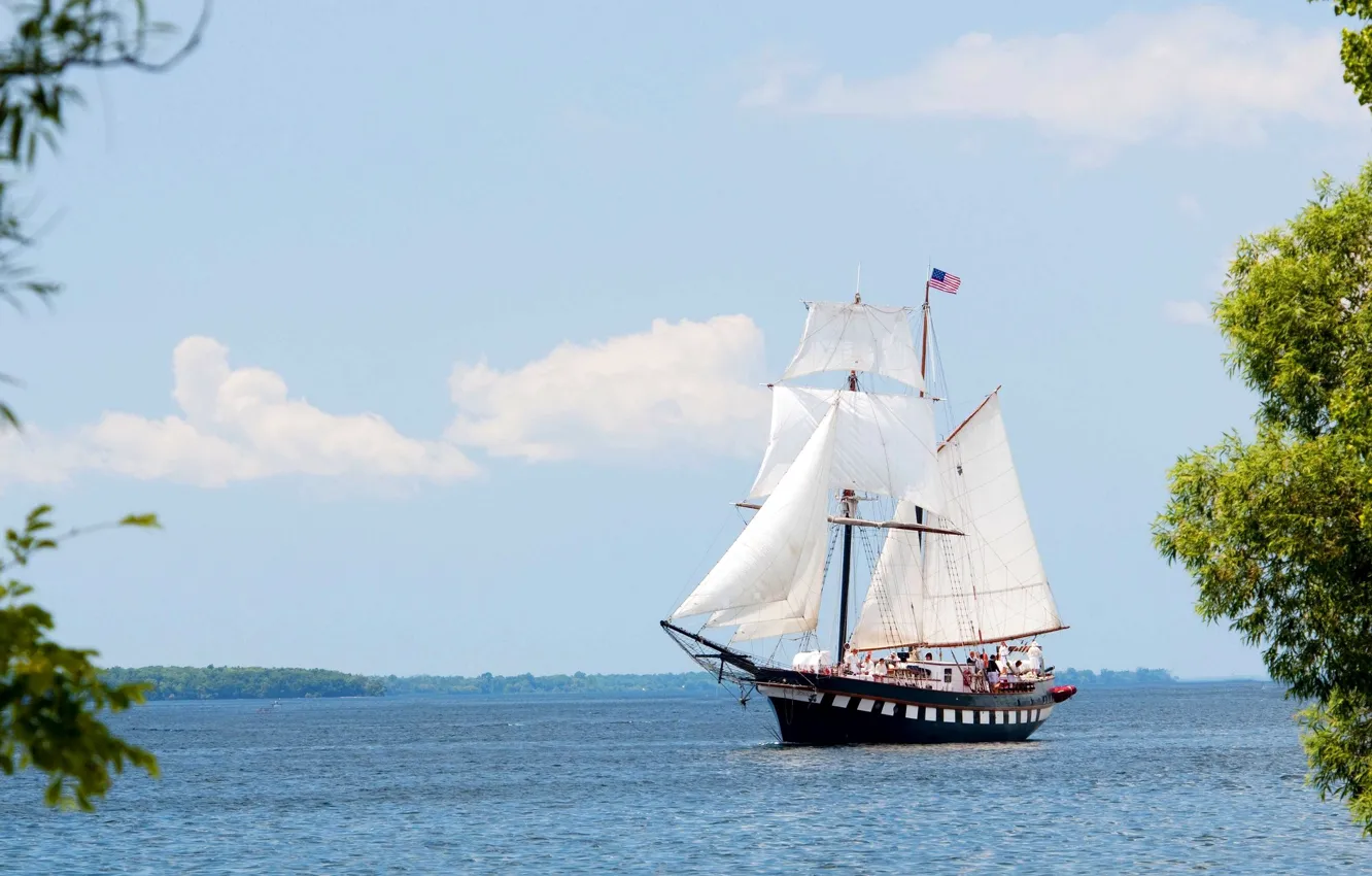 Photo wallpaper ship, sailboat, sail, white, mast