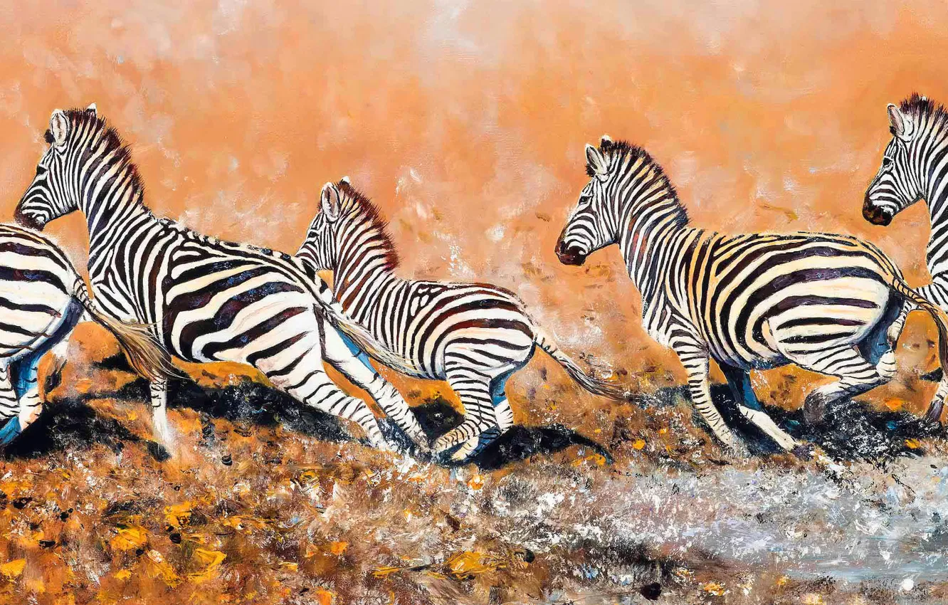 Photo wallpaper Picture, Zebra, Wildlife, British animal artist, Pip McGarry, Pip McGarry, Zebra Crossing