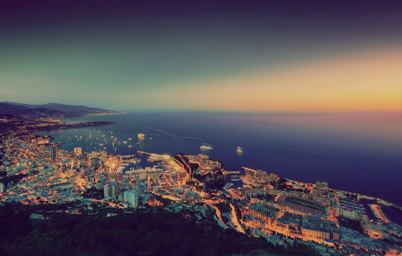 Photo wallpaper the city, the evening, Monaco