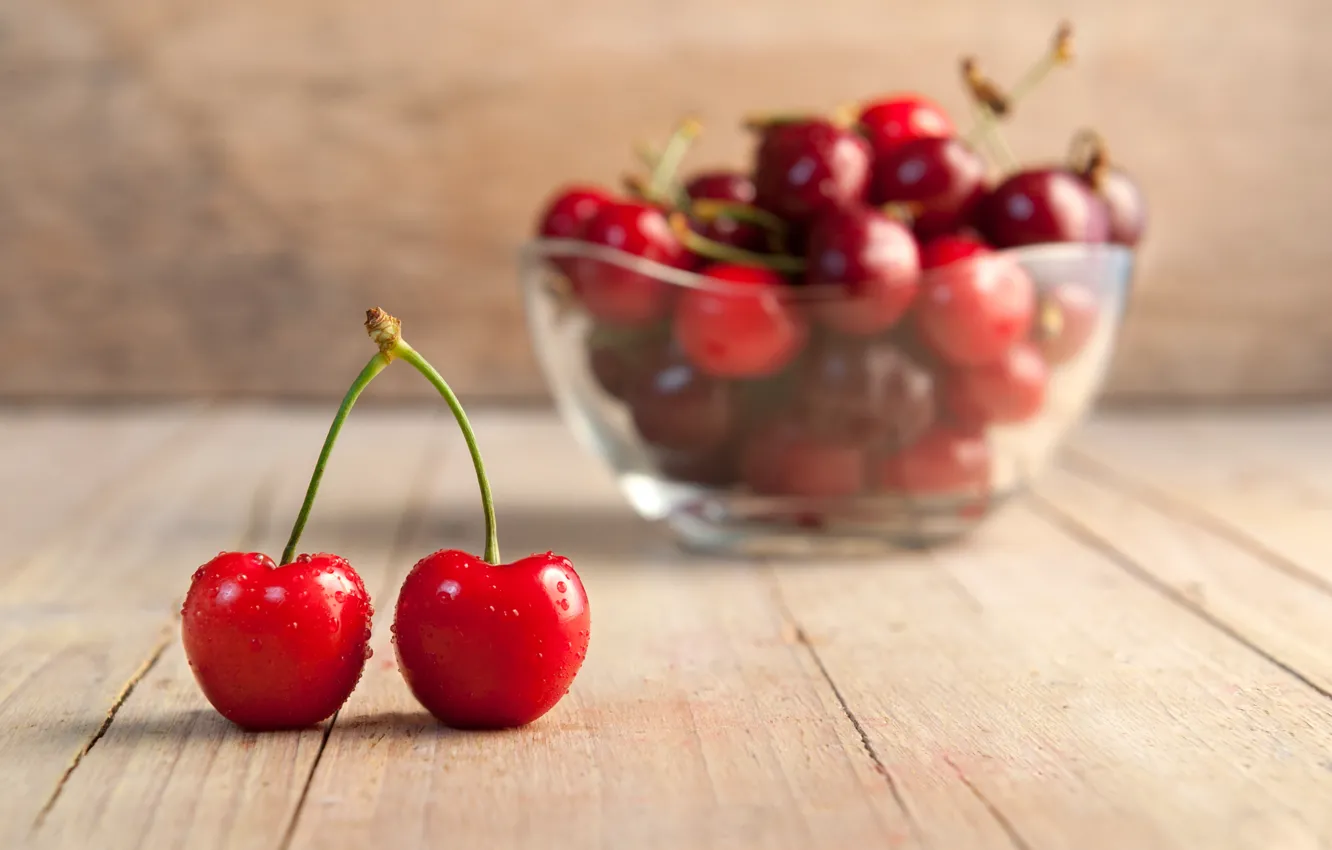 Photo wallpaper berries, plate, fruit, cherry
