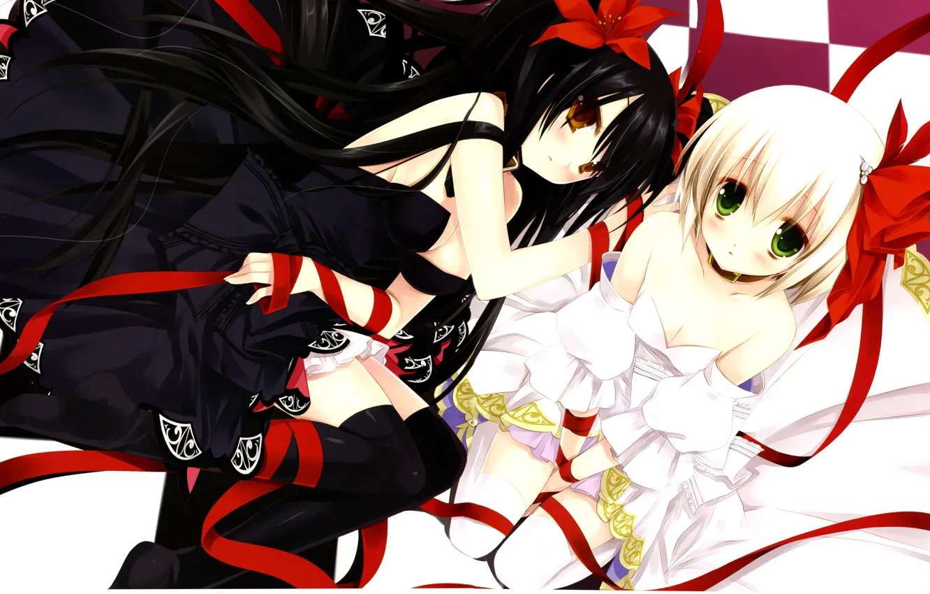 Photo wallpaper girls, white, anime, black, MoE