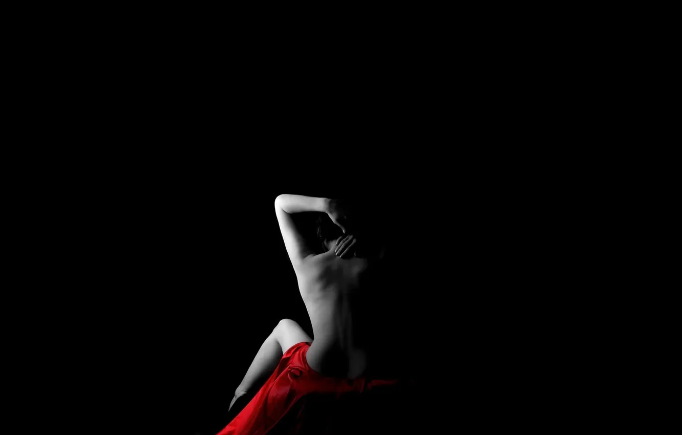 Photo wallpaper red, background, black, back, view, color, silk, fabric