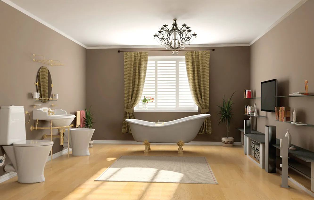 Photo wallpaper design, style, room, interior, bathroom
