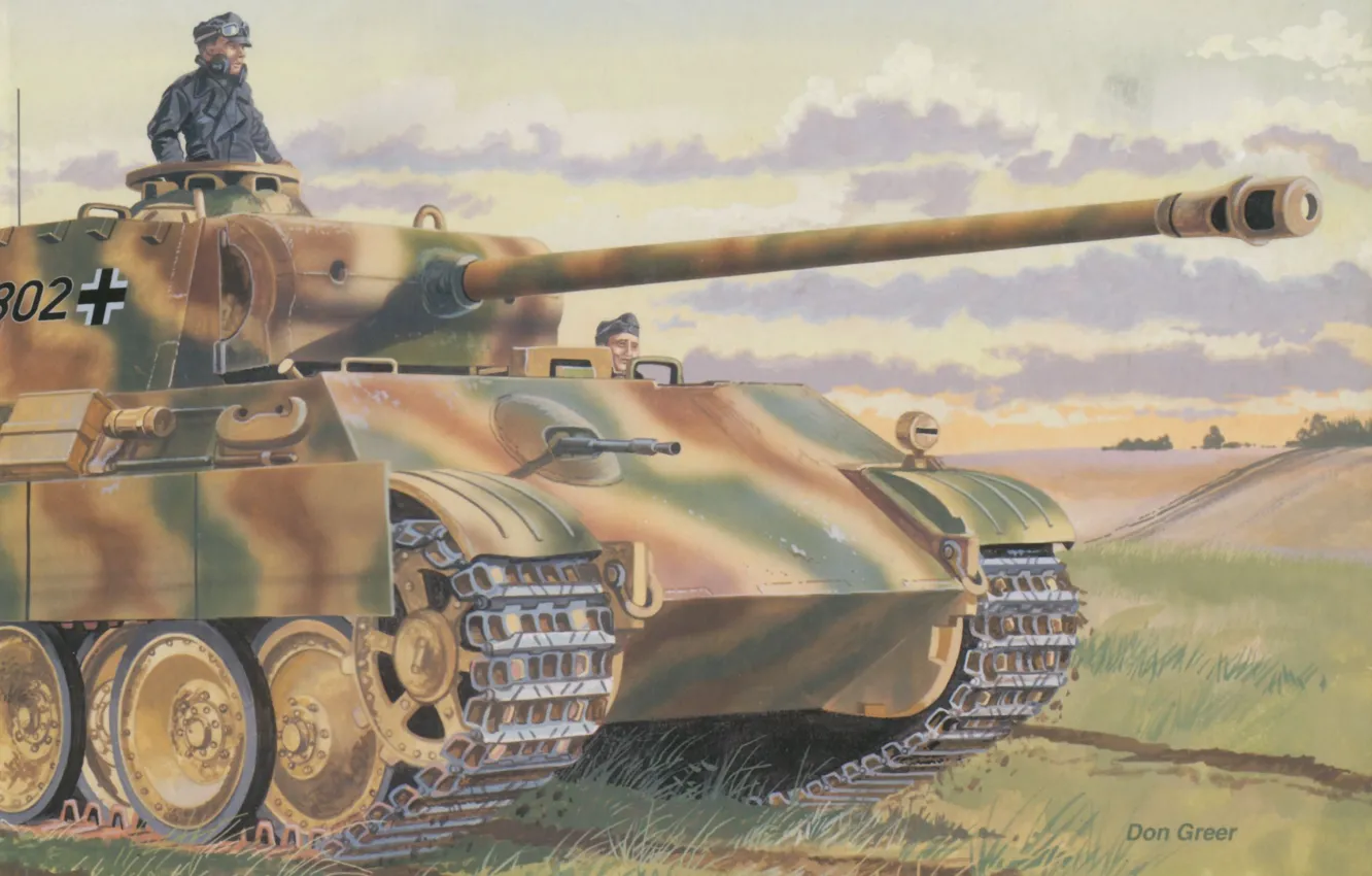 Photo wallpaper figure, tank, The second world war, German, average, tankers, &ampquot;Panther&ampquot;