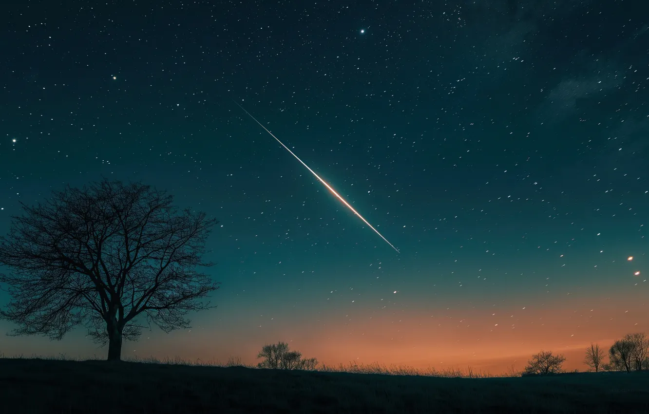 Photo wallpaper minimal, space, star, sky, gradient, shooting