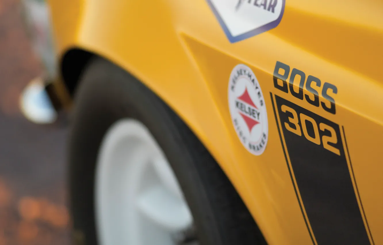 Photo wallpaper macro, Mustang, Ford, Boss 302, logo, muscle car, 1970, race