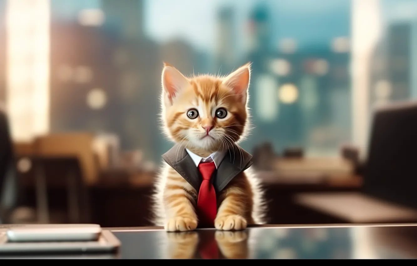 Photo wallpaper cat, cat, digital art, AI art, The Art of Artificial Intelligence, neural network