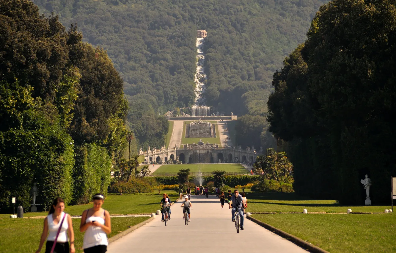 Photo wallpaper Park, Italy, fountain, cascade, Royal Palace, Caserta