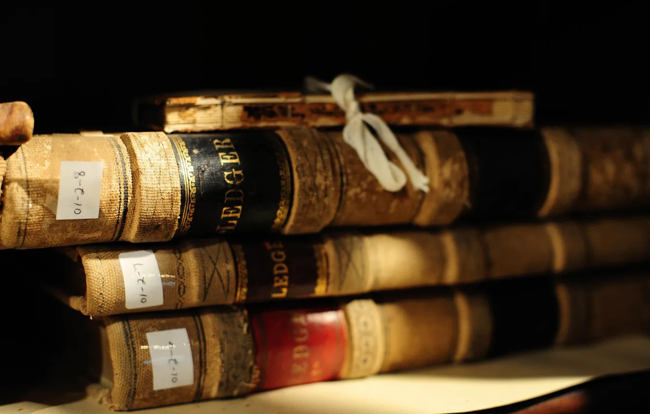 Photo wallpaper book, old, cover, a stack of books