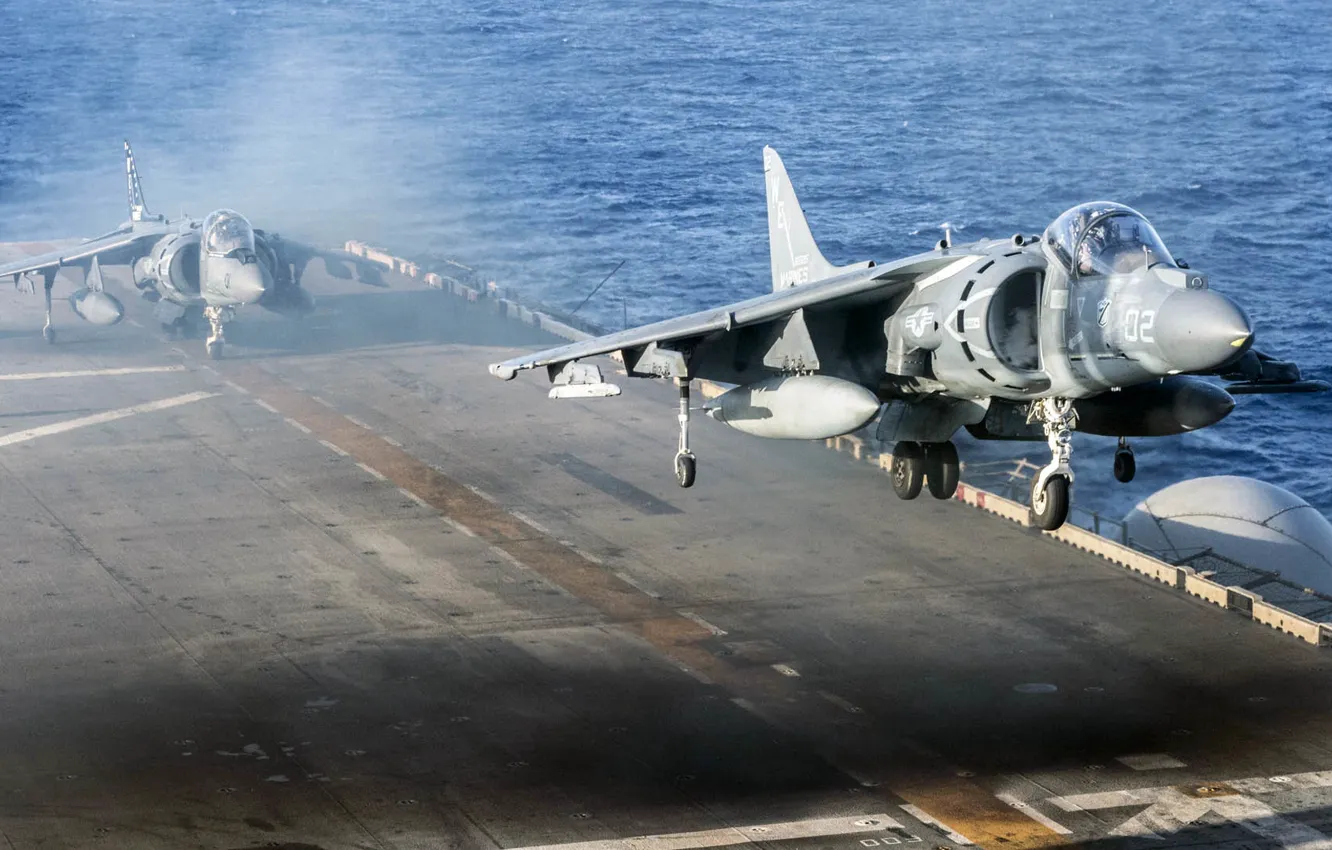 Photo wallpaper deck, attack, Douglas, McDonnell, Harrier II, AV-8B, USMC