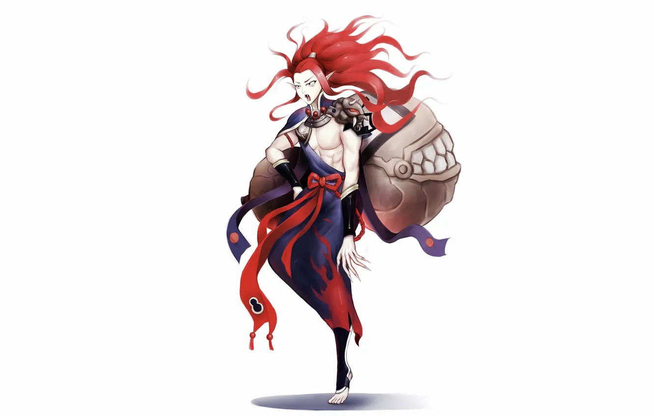 Photo wallpaper background, fangs, white background, guy, onmyoji, Onmyouji, Onmyouji (NetEase), Shutendouji