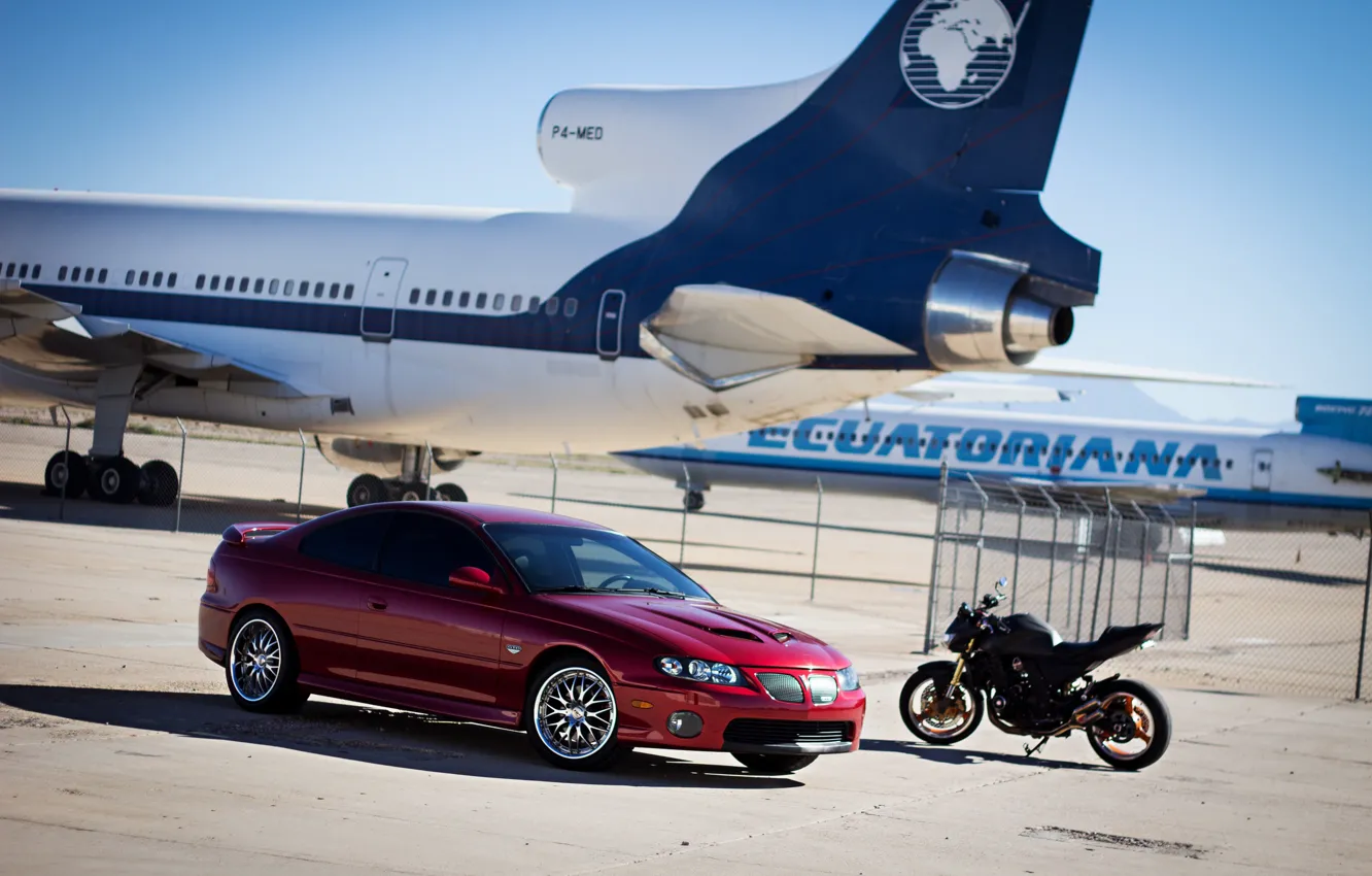 Photo wallpaper Pontiac, GTO, Motocycle, Airplanes