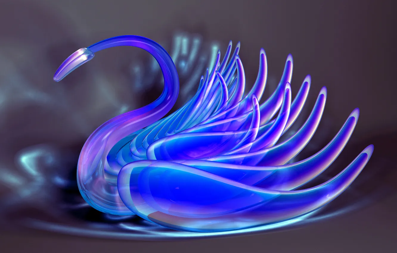 Photo wallpaper line, blue, swans