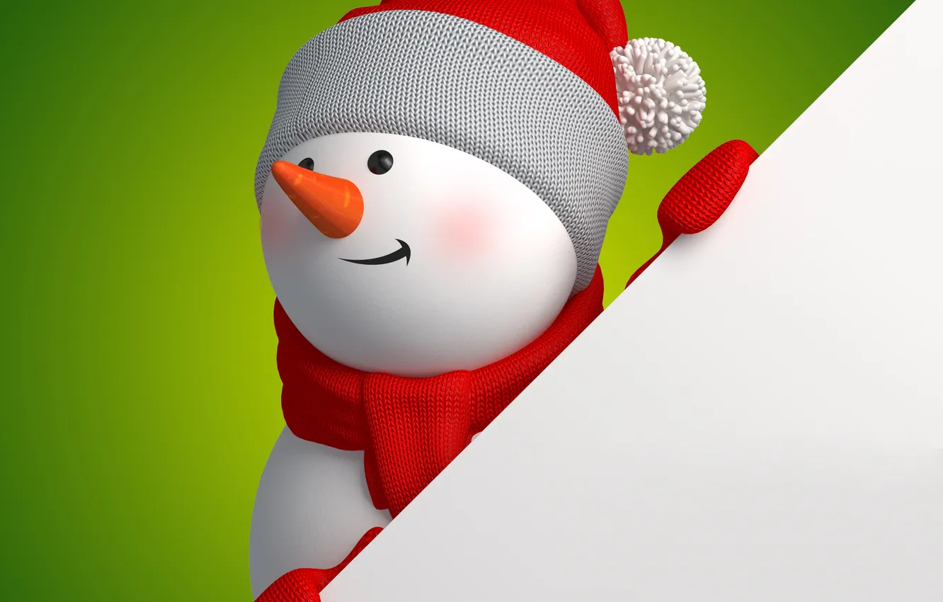 Photo wallpaper rendering, new year, snowman, christmas, new year, cute, snowman, banner