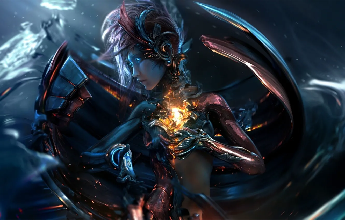 Photo wallpaper girl, fiction, magic, render, inside, Characters, Wen-JR, by Wen-JR