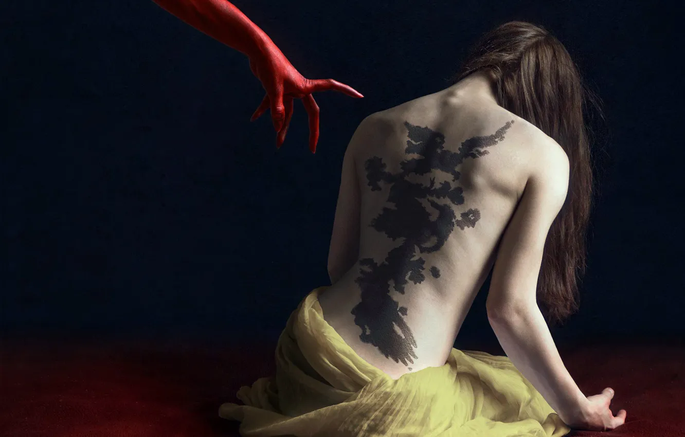 Photo wallpaper girl, hand, tattoo