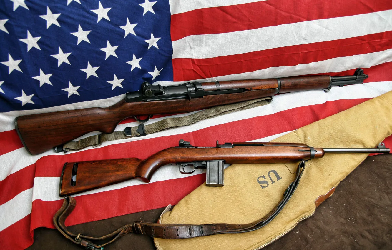 Photo wallpaper flag, rifle, carabiner, self-loading, self-loading, M1 Carbine, M1 Garand