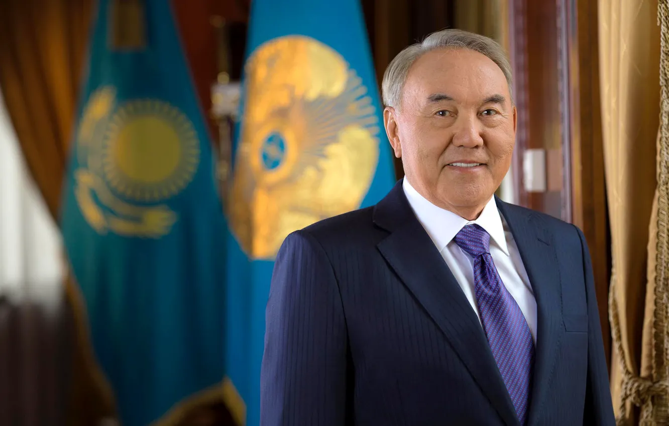 Photo wallpaper flag, Kazakhstan, President, standard, Nazarbayev