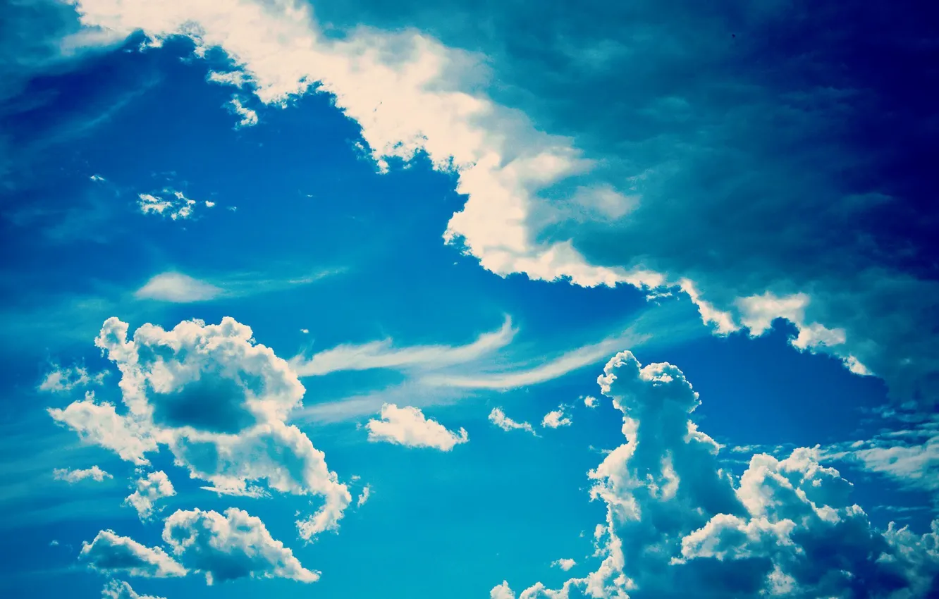 Photo wallpaper the sky, clouds, blue, clear