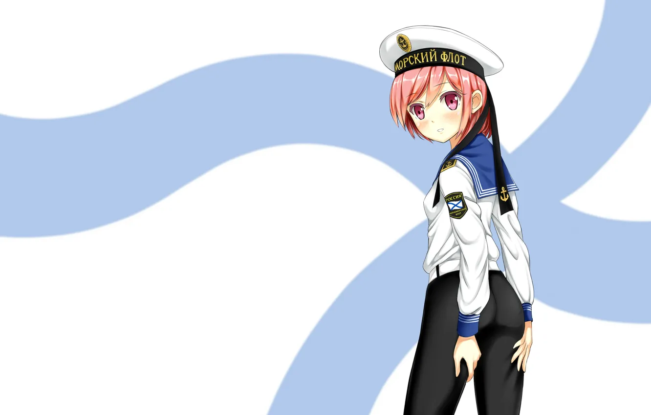 Photo wallpaper girl, anime, Navy, sailor, uniform, art, the flag of St. Andrew, Phanc002