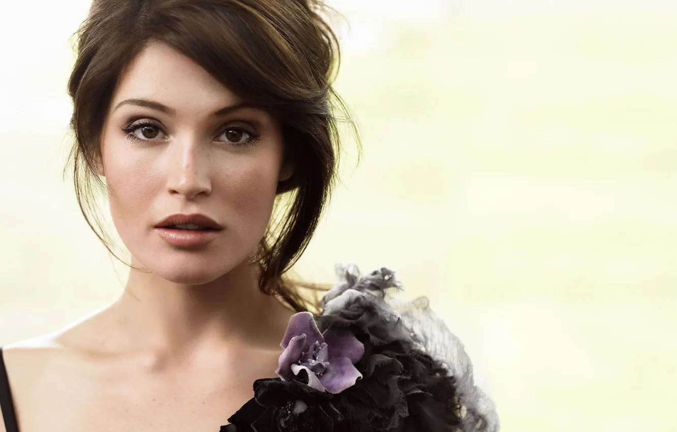 Photo wallpaper girl, face, actress, brunette, lips, Gemma Arterton