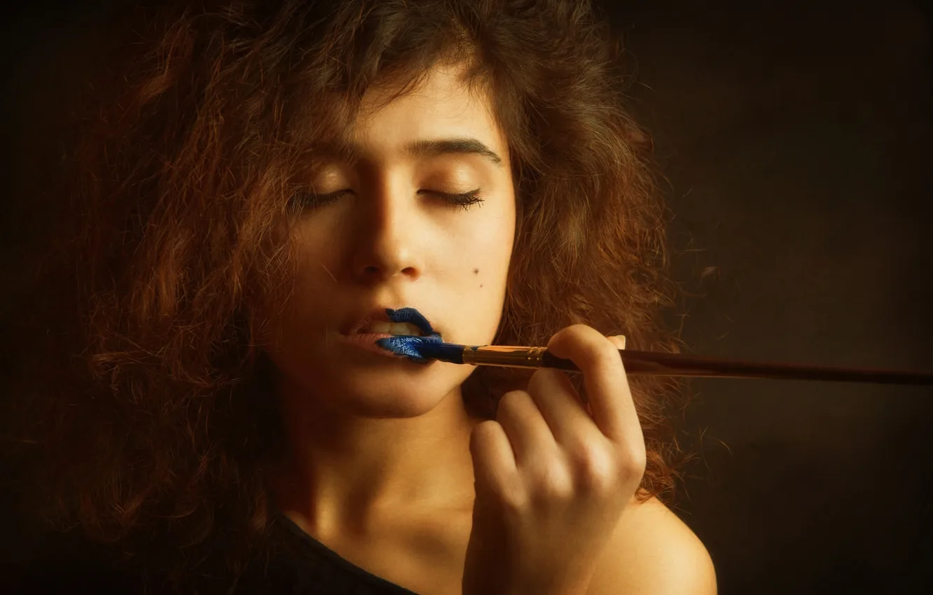 Photo wallpaper paint, portrait, brush