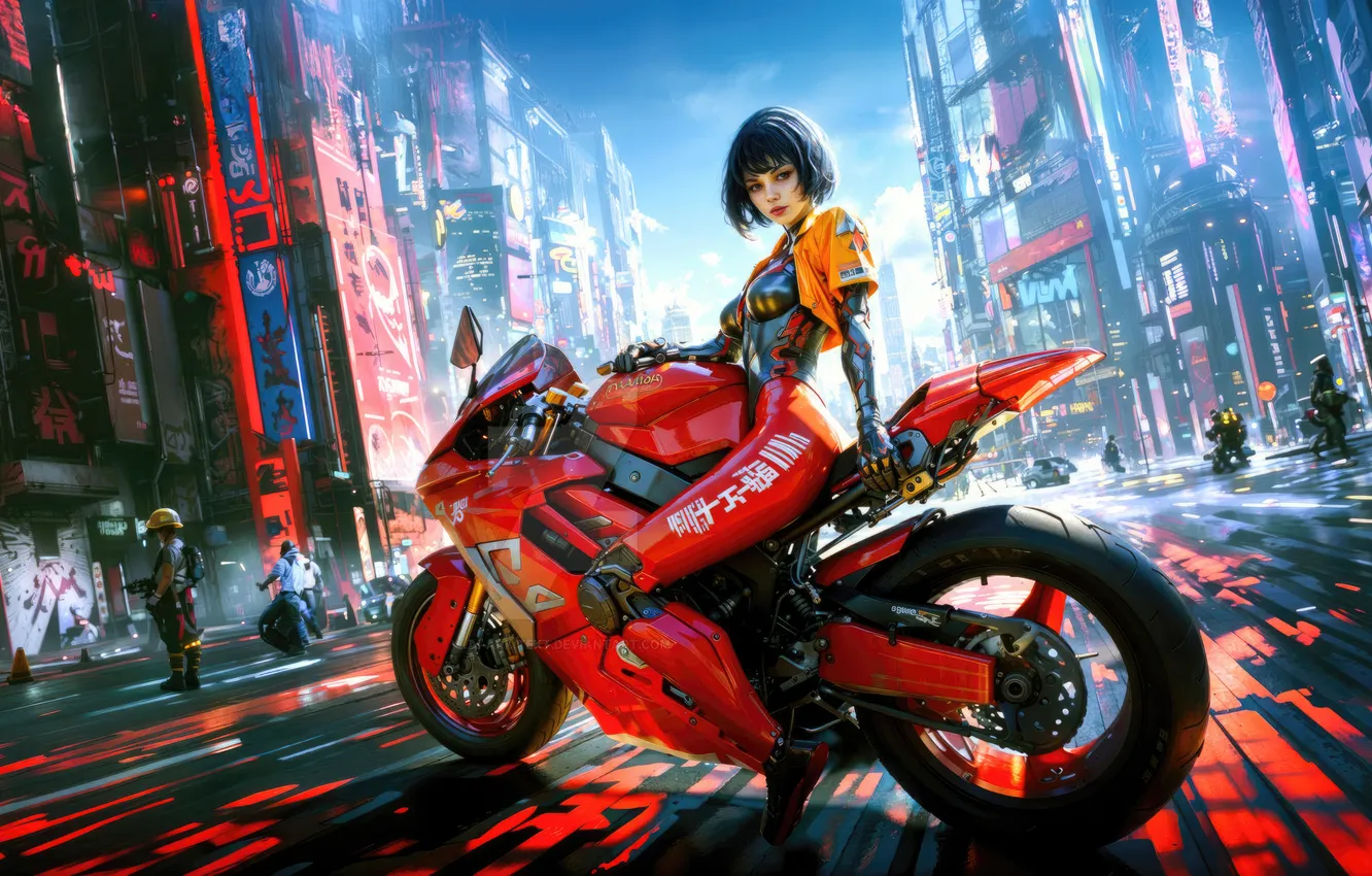 Photo wallpaper fantastic, Rider, Cyber