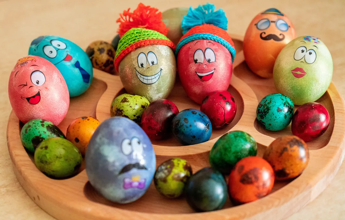 Photo wallpaper eyes, eggs, Easter, cap