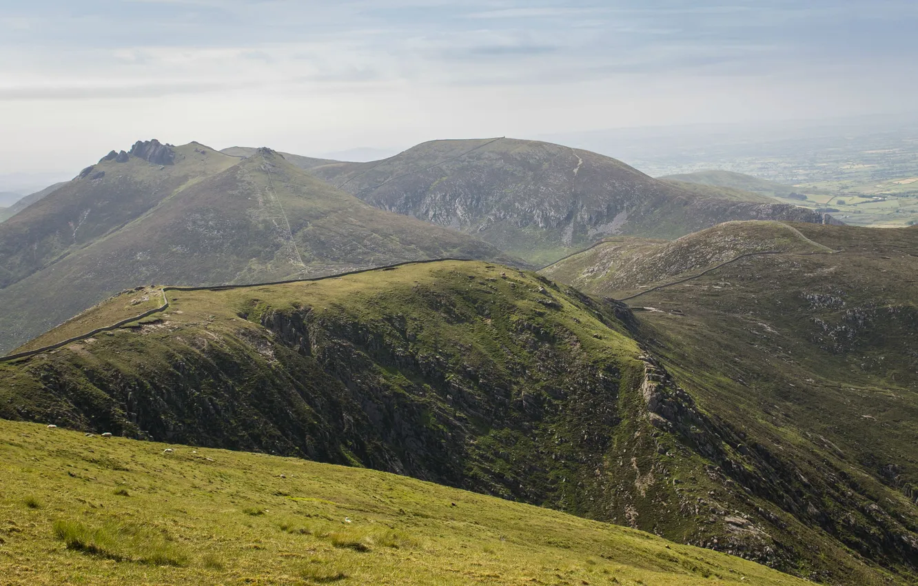 Photo wallpaper the sky, clouds, landscape, mountains, nature, horizon, sky, landscape
