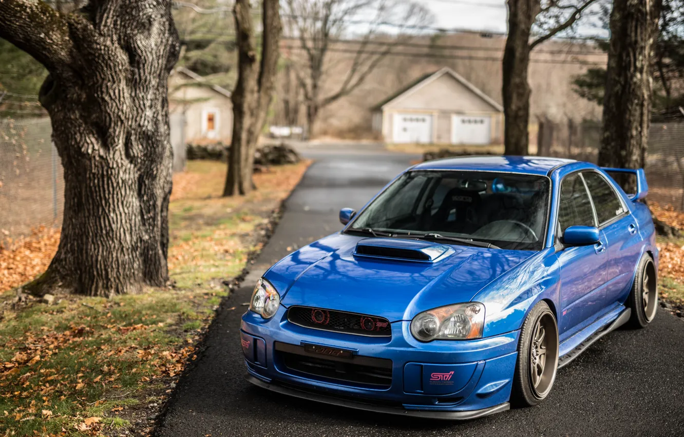 Photo wallpaper Subaru, Impreza, WRX, Blue, STI