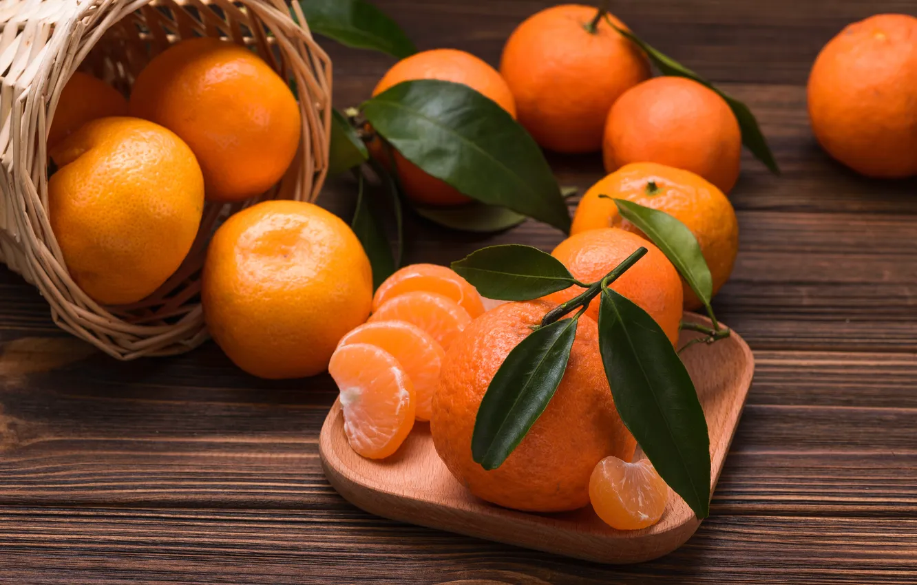 Photo wallpaper yellow, wooden, tropical, tangerine, tasty, vegetarian, Vitamin